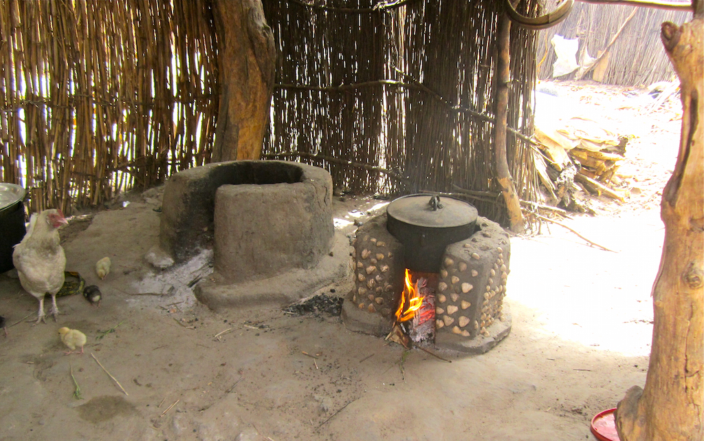 Chickens, goats, and children cannot tip over sturdy improved cookstoves, thus reducing the risk of fire in Ndongo households. 