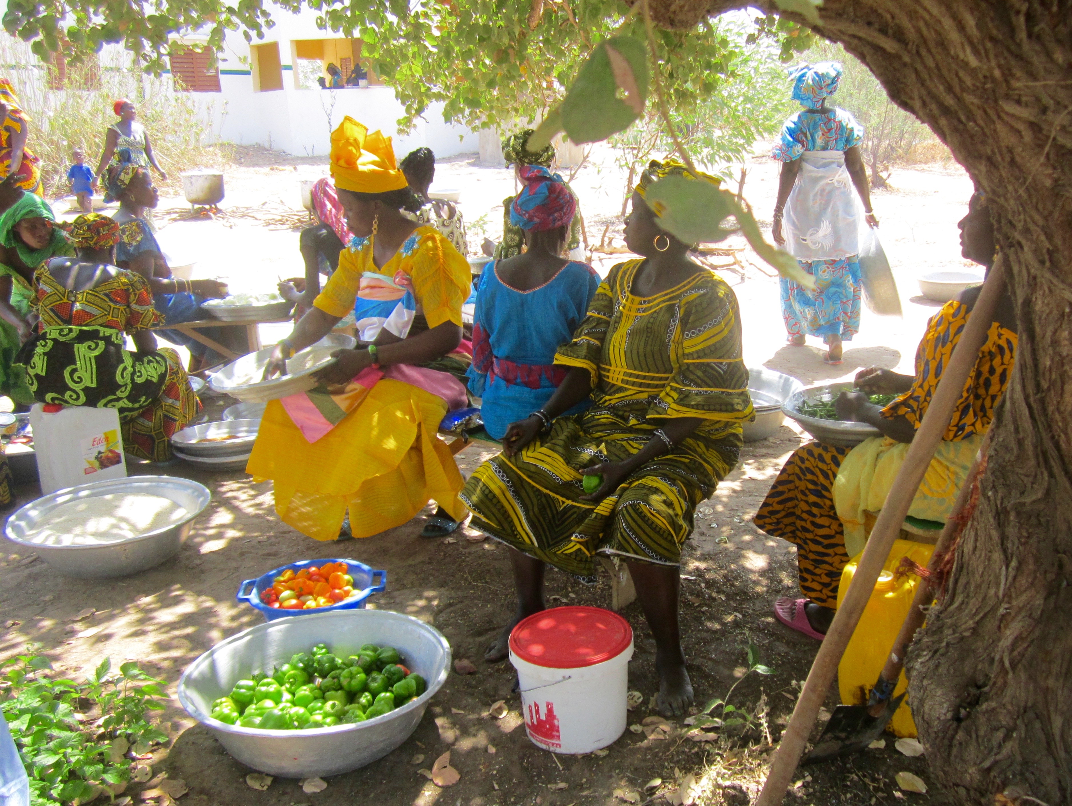 Cooperative members prepared a delicious lunch using vegetables and chickens produced in the graduating communities.